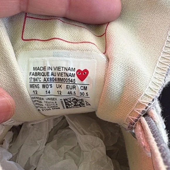 💘 Converse Unisex Comme des Garcons shoes size 12 - Picture 7 of 13